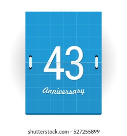 43 Years Anniversary Logo Designed like Flip Calendar
