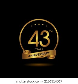 43 Years Anniversary Logo Golden Ring Stock Vector (Royalty Free ...