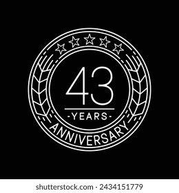 43 years anniversary logo template. 43rd line art vector and illustration.