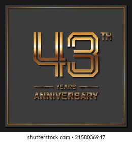43 Years Anniversary logotype. Anniversary celebration template design for booklet, leaflet, magazine, brochure poster, banner, web, invitation or greeting card. Vector illustrations.