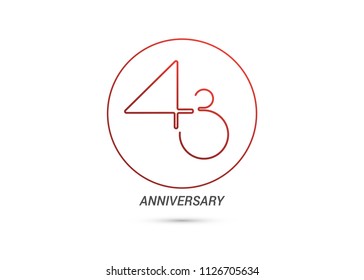 43 Years Anniversary logotype with rounded and simple red colored font numbers isolated on white background for company celebration event, birthday