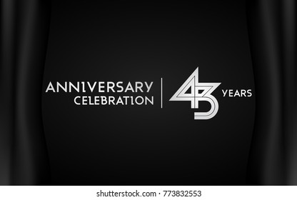 43 Years Anniversary Logotype with   Silver Multi Linear Number Isolated on Dark Background