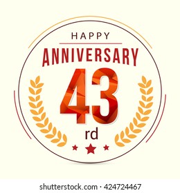 43 Years Anniversary with Low Poly Design and Laurel Ornaments