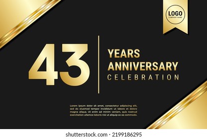43 Years Anniversary template design. Golden Anniversary Celebration, vector illustration.