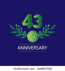 43 Jahre Jubiläum. Vektorillustration Design Grußkarte mit dekorativem Blumen für Feiern