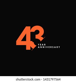 43 Years Anniversary Vector Template Design Illustration