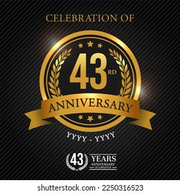 43 years celebration anniversary logo vector isolated on black background