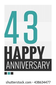 43 Years Happy Anniversary (Vector Illustration Poster Design)