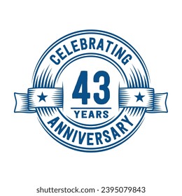 43 years logo design template. 43rd anniversary vector and illustration.