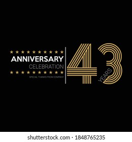 43 years old celebrating logo. happy anniversary 43th. Greetings celebrates.