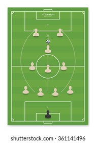 4:3:1:2 - Soccer game formation tactics. Planning position for coach. Vector illustration.