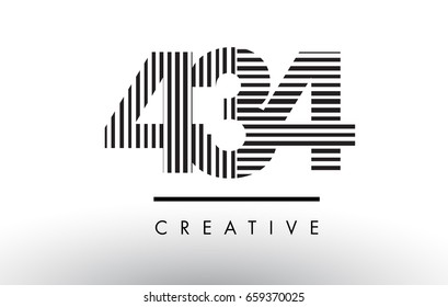 434 Black and White Number Logo Design with Vertical and Horizontal Lines.