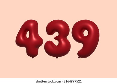 439 3D-Ballon aus realistischem Metallballon 3D Rendering. 3D Rote Helium Ballons zum Verkauf Dekoration Party Geburtstag, Feiertag Jubiläum, Hochzeitsfeiertag. Vektorgrafik