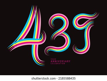 439 number design vector, graphic t shirt, 439 years anniversary celebration logotype colorful line,439th birthday logo, Banner template, logo number elements for invitation card, poster, t-shirt.