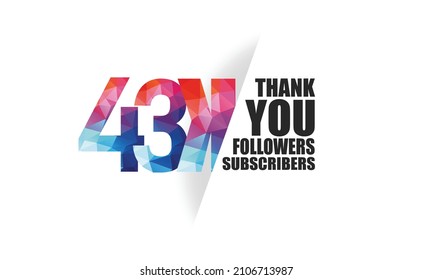 43K, 43.000 followers, subscribers design for internet, social media, anniversary and celebration achievement-vector