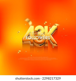 43k followers speech background, with a bright and fresh orange color.