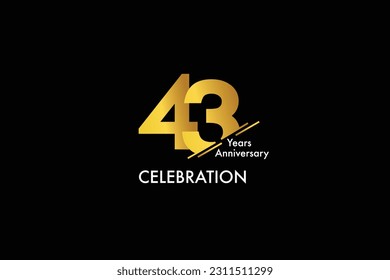 43rd, 43 years, 43 year anniversary gold color on black background abstract style logotype. anniversary with gold color isolated on black background, vector design for celebration vector