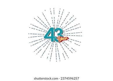 43rd, 43 years, 43 year anniversary year anniversary blue color number with line behind on white background for card, wallpaper, greeting card, poster-vector