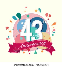 43rd anniversary with abstract background