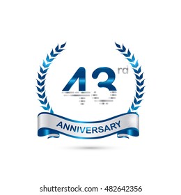 43rd anniversary blue and silver colored with wreath and ribbon