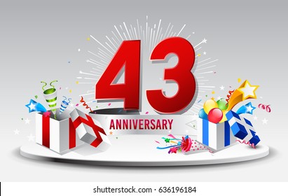 43rd Anniversary celebration background. stock vector template