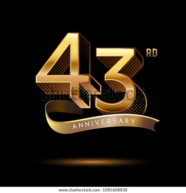 43rd Anniversary Celebration Logotype Colored Shiny Stock Vector