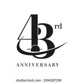 43rd Anniversary Celebration Simple Monogram Design Stock Vector ...