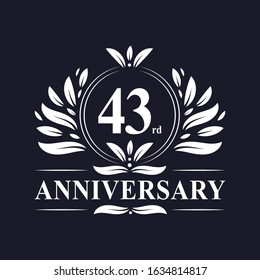 43rd Anniversary Design, luxurious golden color 43 years Anniversary logo design celebration.