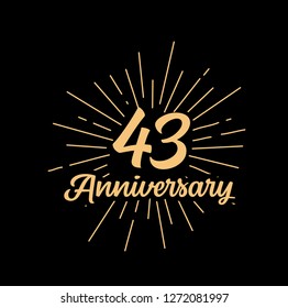 43rd Anniversary fireworks and celebration background - stock vector - Vector