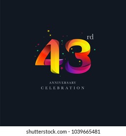 43rd Anniversary Logo Design, Number 43 Icon Vector Template.