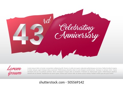 43rd anniversary logo with red abstract backgrond. design template