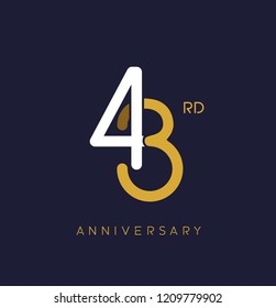 43rd anniversary logo.overlapping number with simple monogram color. vector design for greeting card and invitation card.