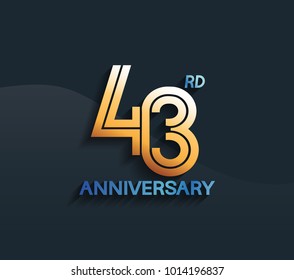 43rd anniversary logotype with multiple line golden color isolated on dark blue background for celebration