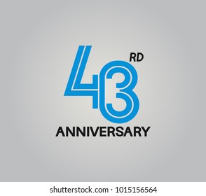 43rd anniversary logotype with multiple line style blue color isolated on white background for celebration