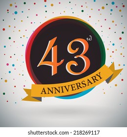43rd Anniversary poster / template design in retro style - Vector Background