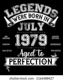 43rd Birthday Vintage Legends Were Born In July 1979 43 Years Old