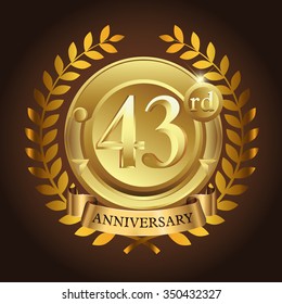 43rd golden anniversary wreath ribbon logo