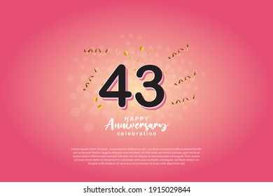 Antecedentes del 43° aniversario con ilustración de número 3D