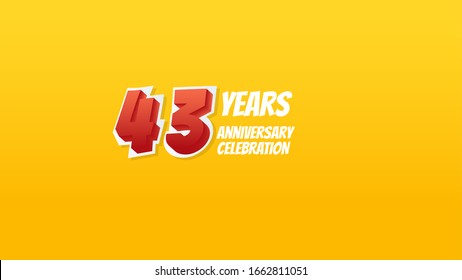 43th anniversary background with illustrations of red numbers and writing on the side.