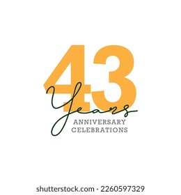43th anniversary celebration logo design. Vector Eps10
