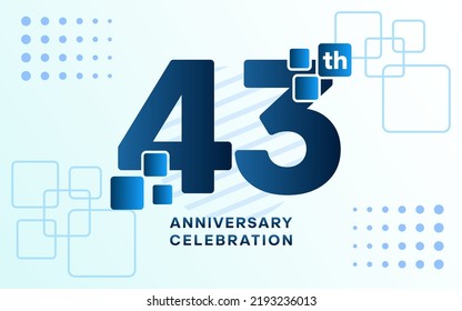Logotipo de celebración del 43° Aniversario. Diseño de plantillas de celebración de aniversario, ilustraciones vectoriales.