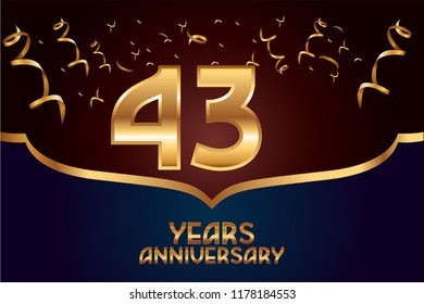 43th Anniversary gold numbers. background for anniversary