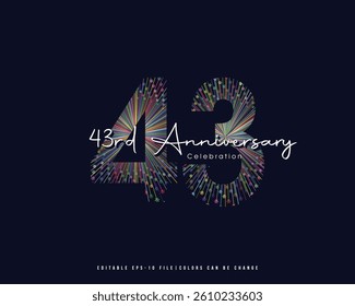 43th Anniversary Logo Design, Editable Vector Template.