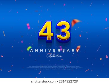 43th Anniversary, in luxurious blue. Premium vector background for greeting and celebration.