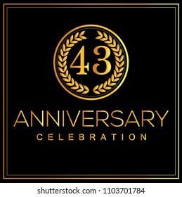 43th gold anniversary celebration logo with golden color vector design
