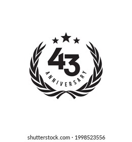 43th year anniversary logo design vector template