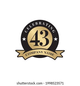 plantilla vectorial de diseño de logotipo para conmemoración de 43 años