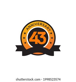 plantilla vectorial de diseño de logotipo para conmemoración de 43 años