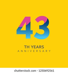 43th Year Anniversary Vector Template Design Illustration.