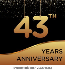 43th years anniversary, vector design for anniversary celebration with gold color on black background, simple and luxury design. logo vector template